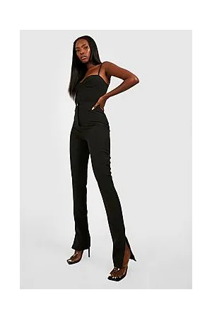 Boohoo Woven High Waisted Split Hem Slim Fit Trousers