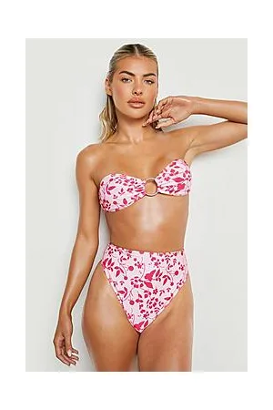 Boohoo Floral Ring Bandeau Bikini Top