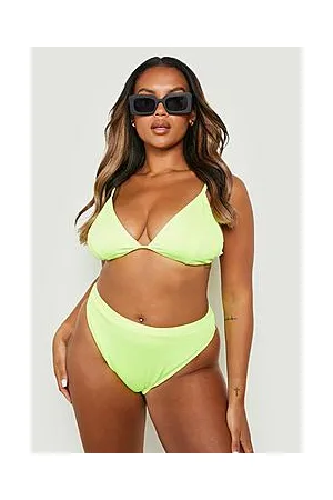 Boohoo Plus Textured High Waisted Bikini Bottoms