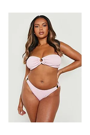 Boohoo Plus Seersucker Ring Detail Bandeau Bikini