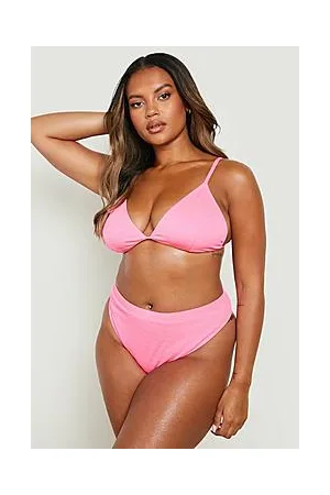 Boohoo Plus Textured High Waisted Bikini Bottoms