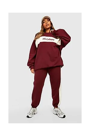Boohoo Plus Colour Block Sweater Tracksuit