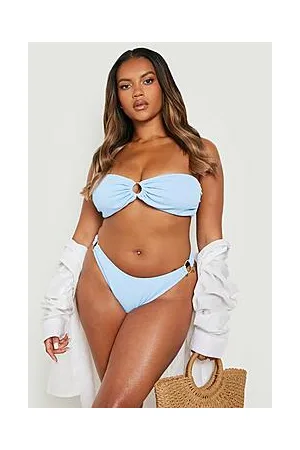Boohoo Plus Seersucker Ring Detail Bandeau Bikini