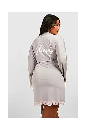 Boohoo Plus Sleepy Lace Trim Robe