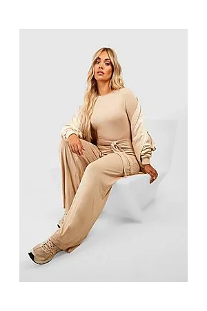 Boohoo Plus Basic Jersey Belted Jumpsuit