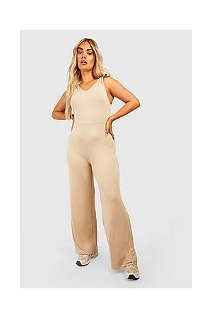 Boohoo Plus Basic Jersey Tie Shoulder Jumpsuit