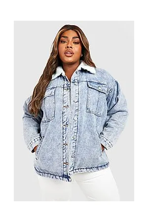 Boohoo Plus Borg Lined Oversized Denim Jacket