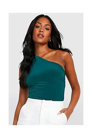 Boohoo Tall Double Slinky Gathered One Shoulder Bodysuit