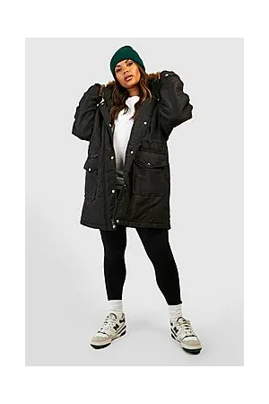 Boohoo Plus Faux Fur Trim Parka
