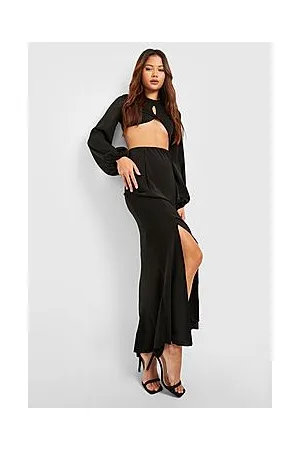 Boohoo Petite Premium Satin Bias Cut Maxi Skirt