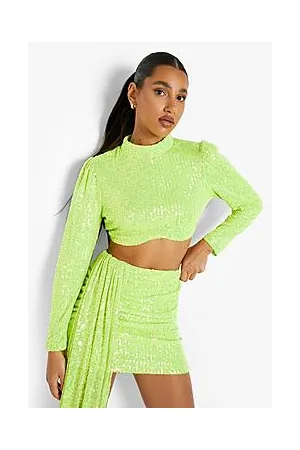 Boohoo Bright Sequin Drape Side Mini Skirt