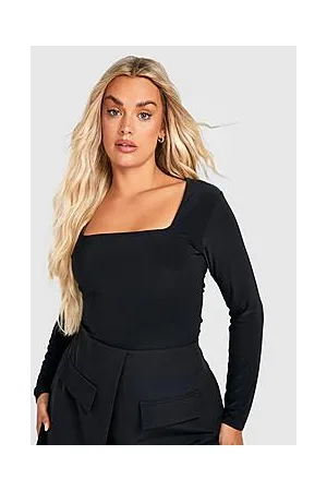 Boohoo Plus Slinky Square Neck Bodysuit