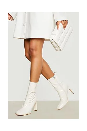 Boohoo Flat Heel Square Toe Sock Boots