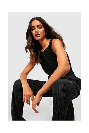 Boohoo Plisse Racer Neck Tunic