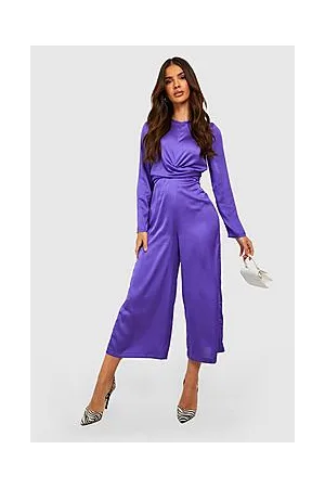 Boohoo Satin Twist Front Wide Leg Jumpsuit
