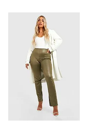 Boohoo Plus Wet Look Split Hem Leggings