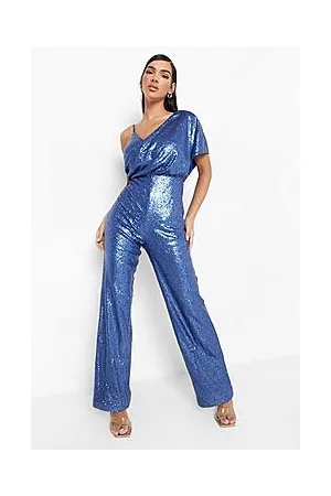 Boohoo Sequin Asymmetric Wide Leg Jumpsuit