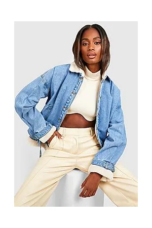 Boohoo Teddy Buckle Detail Oversized Denim Jacket