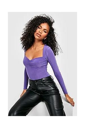 Boohoo Double Layer Slinky Ruched Front Bodysuit