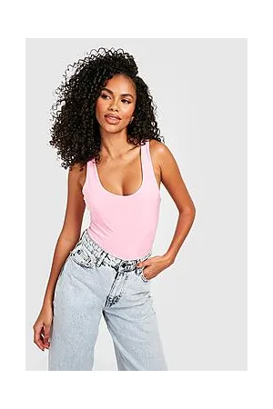 Boohoo Double Layer Slinky Scoop Neck Bodysuit