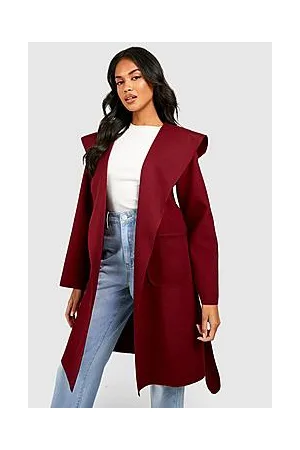 Boohoo Hooded Wool Look Coat