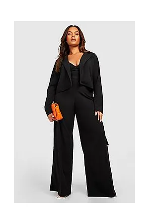 Boohoo Plus Crop Blazer & Wide Leg Cargo Trouser Co-ord