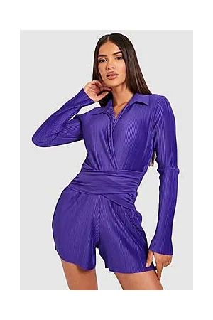 Boohoo Premium Plisse Collared Playsuit