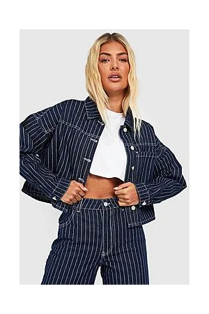 Boohoo Pinstripe Boxy Denim Jackets