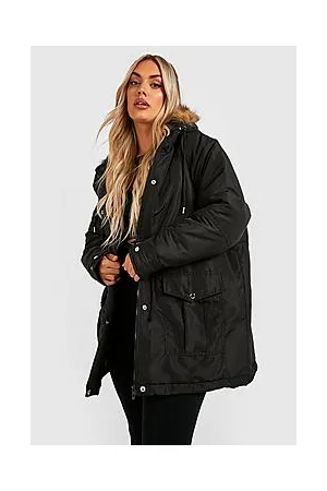 Boohoo Plus Faux Fur Trim Parka