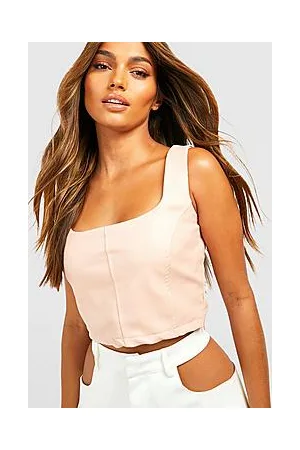 Boohoo Pu Seam Detail Corset Top