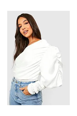 Boohoo Satin Structured Volume Sleeve Bodysuit