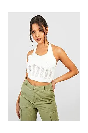 Boohoo Ladder Detail Knitted Corset Crop Top