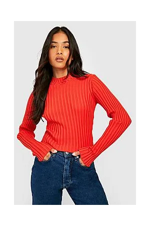 Boohoo Petite Two Tone Rib Knit High Neck Top