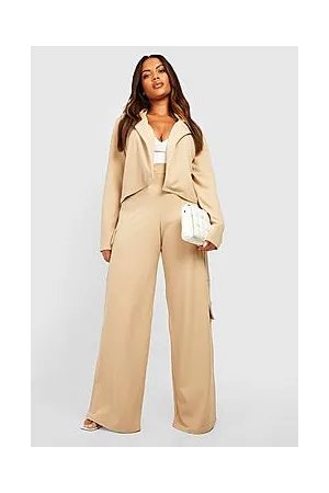 Boohoo Plus Crop Blazer & Wide Leg Cargo Trouser Co-ord