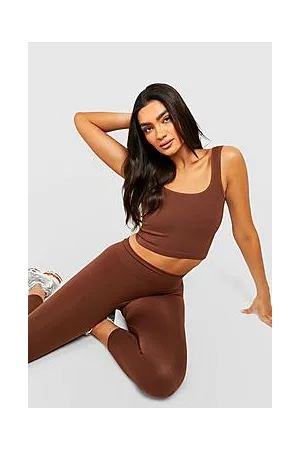 Boohoo Seamless Contour Rib Square Neck Gym Crop Top