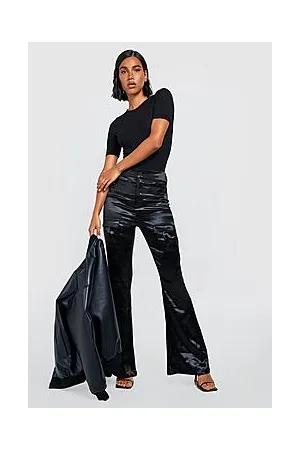 Boohoo Satin High Rise Cargo Flare