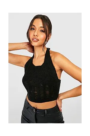 Boohoo Ladder Detail Knitted Corset Crop Top