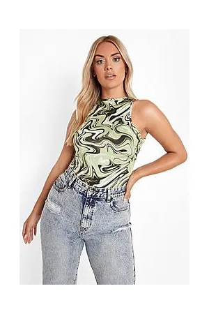 Boohoo Plus Marble Racer Bodysuit
