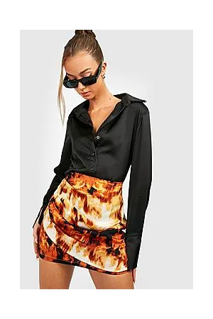 Boohoo Marble Print Pleated Mini Skirt