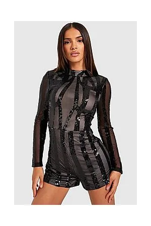 Boohoo High Neck Sequin Playsuit