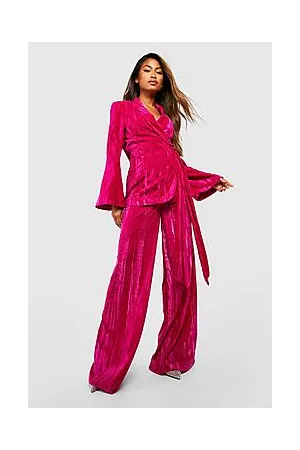 Boohoo High Waist Velvet Extreme Wide Leg Trouser