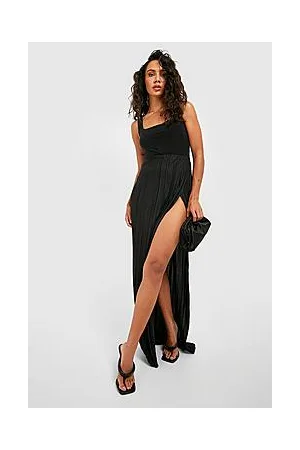 Boohoo Plisse Wrap Maxi Floor Length Skirt