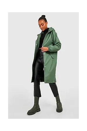 Boohoo Tall Coated Hooded Longline Rain Anorak