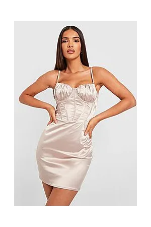 Boohoo Bust Detail Corset Satin Mini Party Dress
