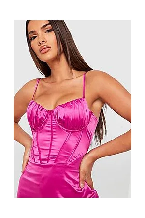 Boohoo Bust Detail Corset Satin Mini Party Dress