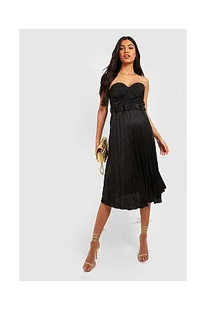 Boohoo Maternity Satin Pleated Midi Skirt