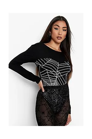 Boohoo Halloween Glow In The Dark Spider Web Bodysuit