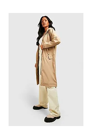 Boohoo Tall Coated Hooded Longline Rain Anorak