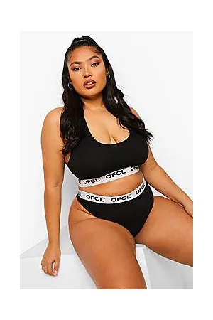 Boohoo Plus Ofcl Tape Jersey Bralet Set