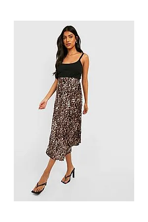 Boohoo Maternity Leopard Satin Slip Midi Skirt